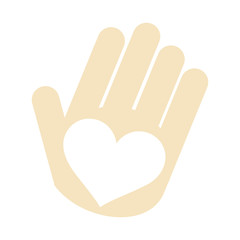 Obraz premium human hand with heart shape in palm. vector illustration