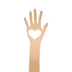 Fototapeta premium human hand with heart shape in palm. vector illustration