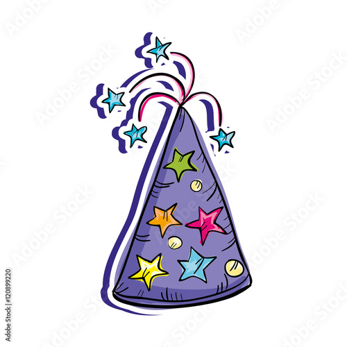 "colorful party hat decoration. drawn design. vector illustration