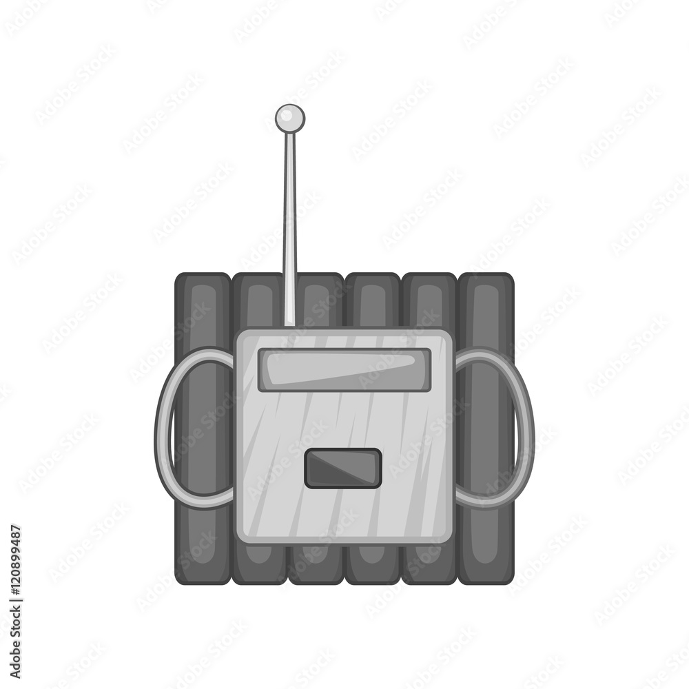 Poster bomb with clock timer icon in black monochrome style on a white background vector illustration