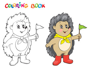 Coloring book or page with Hedgehog.