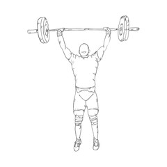 Obraz premium weightlifter man lifting weights up. drawn design. vector illustration
