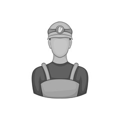 Coal miner icon in black monochrome style on a white background vector illustration