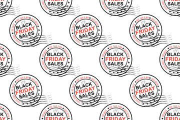 Black Friday sales seamless stamp pattern for fabric, wrapping paper, textile industry etc. Print colors used.