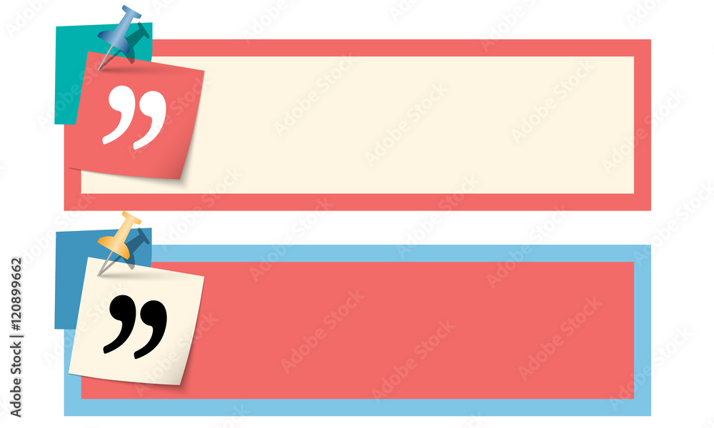 Poster two text boxes with quotation mark and pin
