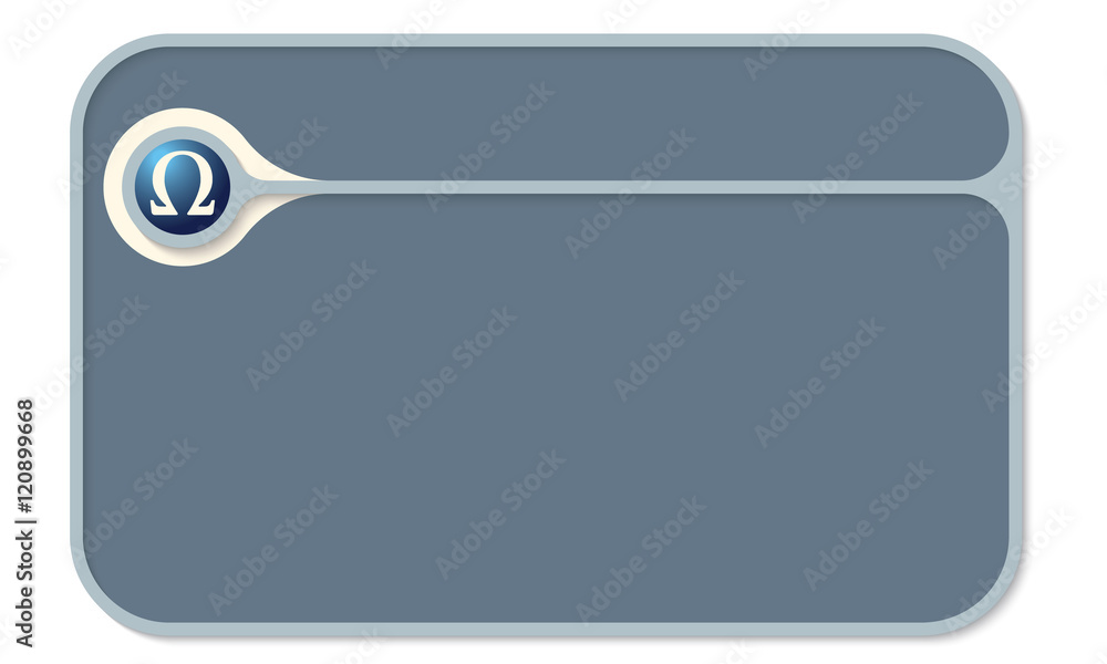 Poster vector text box for your text and omega symbol