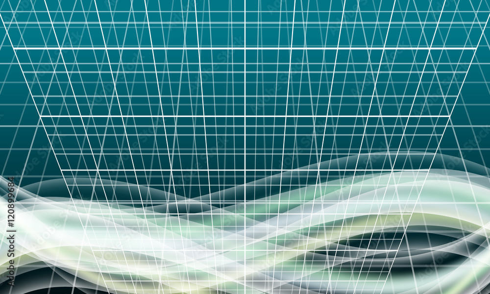 Poster vector abstract background with grids and waves