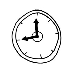 clock watch. time instrument. drawn design. vector illustration