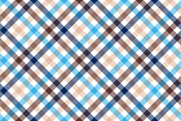 Blue beige diagonal check seamless pattern