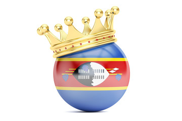 Crown with flag of Kingdom of Swaziland, 3D rendering