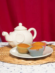 Cupcake on a red background