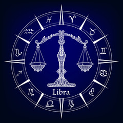 decorative patterned zodiac sign Libra