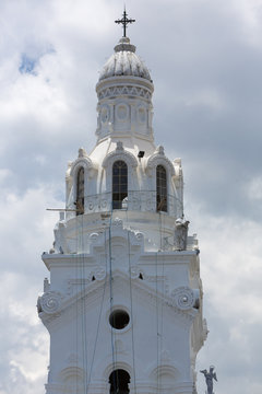 White old church, landmark in Quito