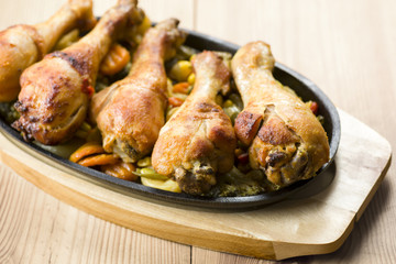 chicken drumsticks with vegetables