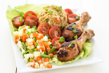 chicken drumsticks with vegetables