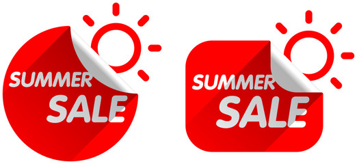 Summer sales stickers on white background