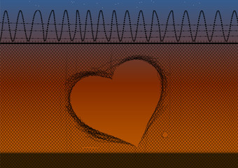 Wire mesh with heart shaped hole