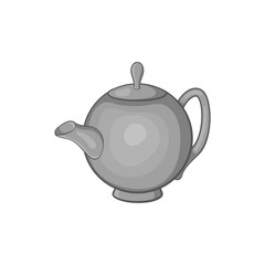 Kettle icon in black monochrome style isolated on white background. Utensils symbol vector illustration