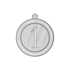 Medal for first place icon in black monochrome style isolated on white background. Rewarding symbol vector illustration