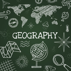 Vector chalk draw geography