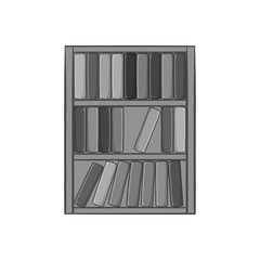 Shelf of books icon in black monochrome style isolated on white background. Reading symbol vector illustration
