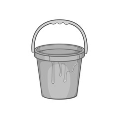 Bucket of paint icon in black monochrome style isolated on white background. Repair symbol vector illustration