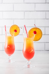 Fresh home made Tequila sunrise cocktails