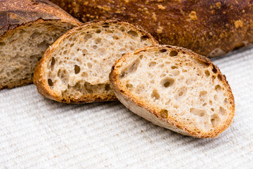 Slices of homemade artisan bread