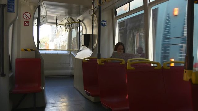 Woman traveling in public transport