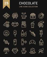 Set Vector Flat Line Icons Chocolate