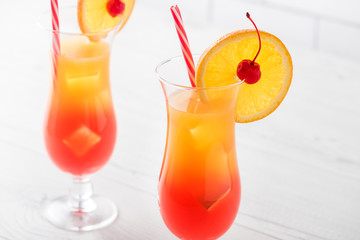 Fresh home made Tequila sunrise cocktails