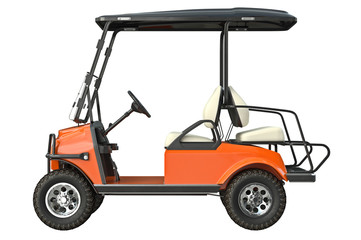 Golf car electric vehicle, side view. 3D graphic