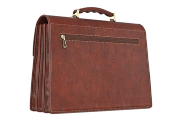 Briefcase classic brown vintage with zipper. 3D graphic