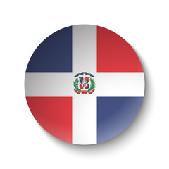 Naklejka premium White paper circle with flag of Dominican Republic. Abstract illustration