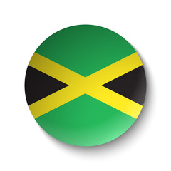 White paper circle with flag of Jamaica. Abstract illustration
