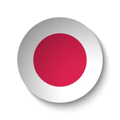 White paper circle with flag of Japan. Abstract illustration