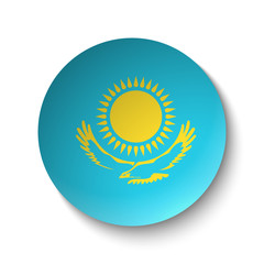 White paper circle with flag of Kazakhstan. Abstract illustration