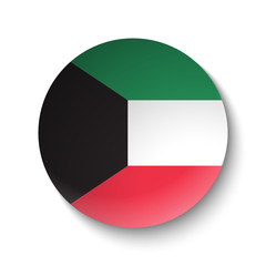 White paper circle with flag of Kuwait. Abstract illustration