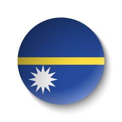 White paper circle with flag of Nauru. Abstract illustration