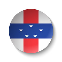 White paper circle with flag of Netherlands Antilles. Abstract illustration