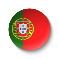 White paper circle with flag of Portugal. Abstract illustration