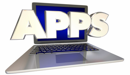 Apps Compter Laptop Application Software 3d Illustration