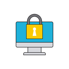 monitor computer with social media icon vector illustration design