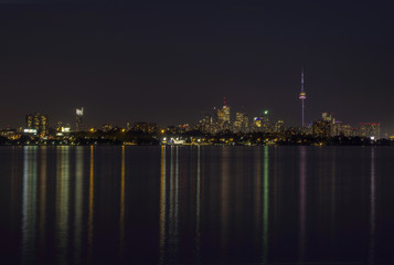 Fototapeta na wymiar Famous Toronto City night view from lake shore west