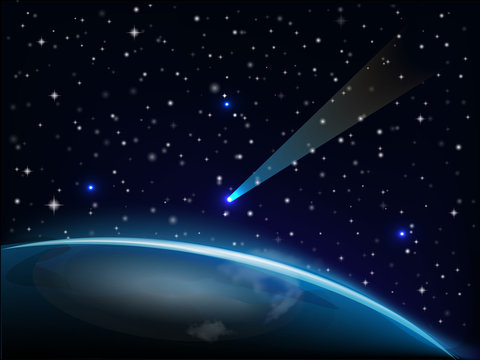 Meteorite falling on earth vector image web template