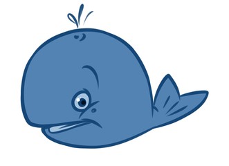 Blue whale cartoon illustration isolated image animal character 
