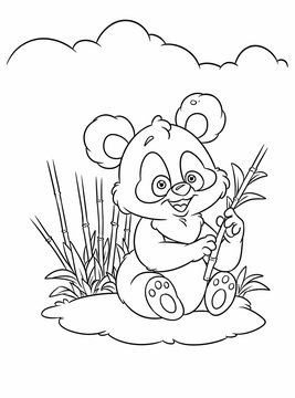 Bamboo Panda coloring pages cartoon illustration