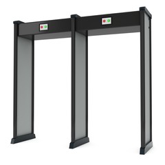 Metal detector scanner. 3D render isolated on white.