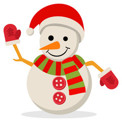 Snow Man in santa claus cap