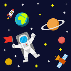 Fototapeta premium Spaceman stars and planets
